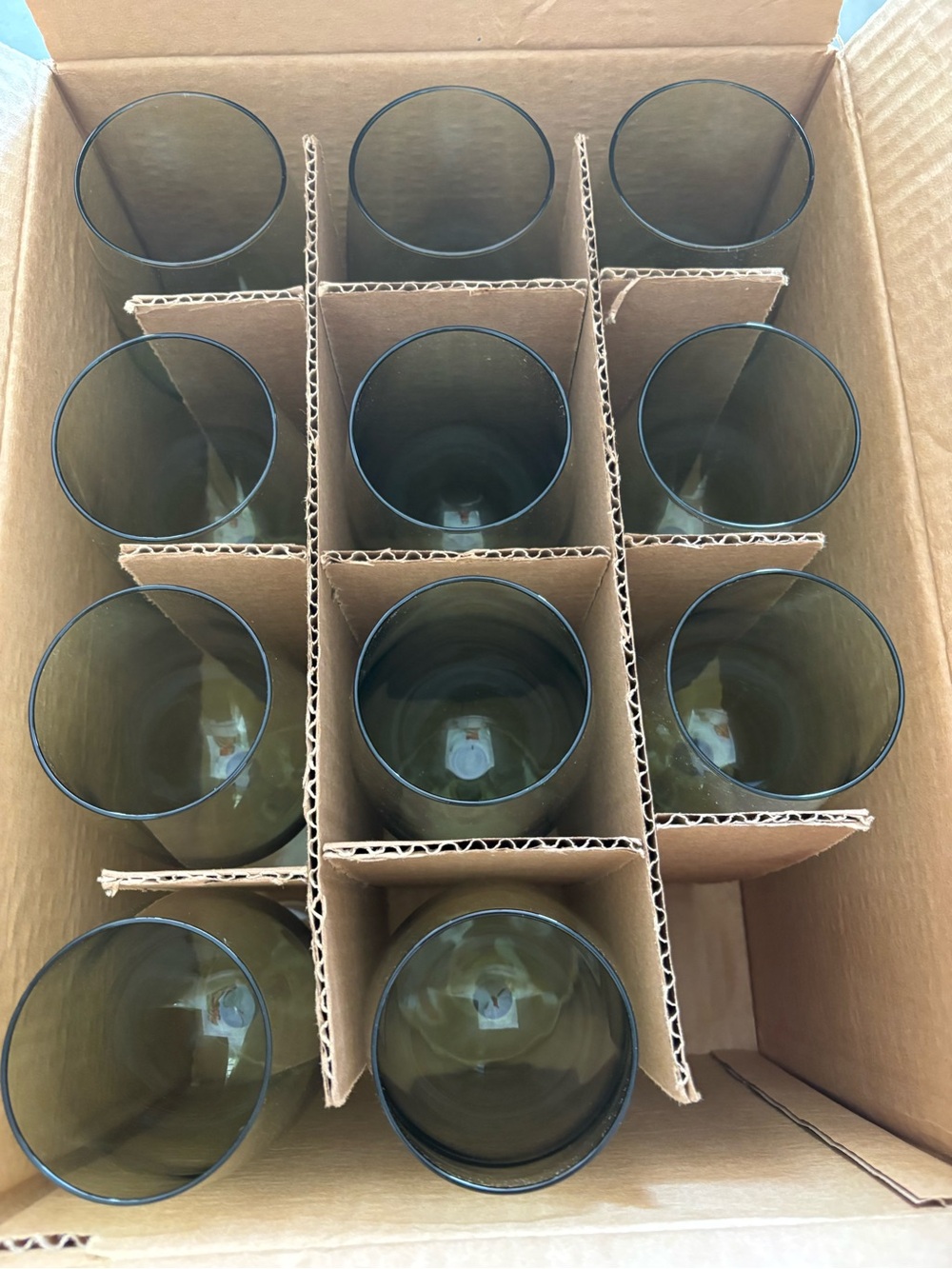 Set of 12 Sage green wine glasses
